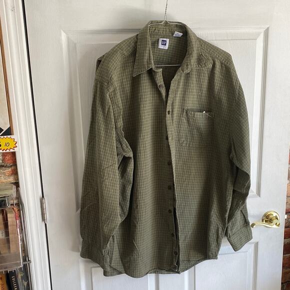 GAP Olive Checkered Lightweight Shirt Jacket - Picture 1 of 3